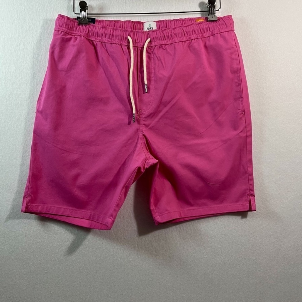 NWT Free Planet Mens L Slim Fit Pull-On Elastic Draw Cord Stretch Bright Fuchsia